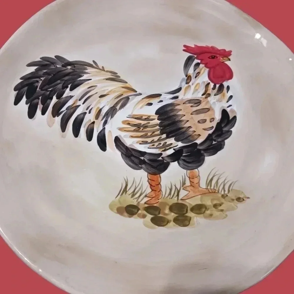 Calderones set of 2 dinner plates rooster